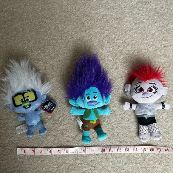 Lot of 3 Dreamworks plush trolls from Trolls World Tour - Picture 3 of 7
